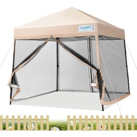 9'x9' Portable Pop up Canopy Tent with Mosquito Netting, Ez up Outdoor Screen House, Instant Screened in Canopy Slant