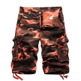 Men's Camo Cargo Shorts Cotton (Color: Red, size: 31)