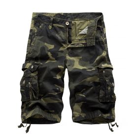 Men's Camo Cargo Shorts Cotton (Color: Green, size: 36)