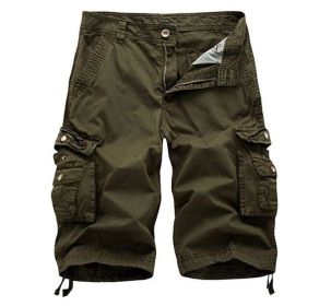 Mens Camo Cargo Shorts Relaxed Fit Multi-Pocket Outdoor Camouflage Cargo Shorts Cotton (Color: Green, size: XL)