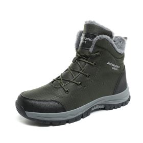 New men's winter Oxford cloth outdoor waterproof non-slip hiking boots warm non-slip men's shoes 39-48 (Color: Army Green, size: 45)