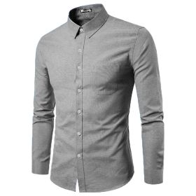 Men's Casual Shirt Long Sleeve Button Down Oxford Textured Dress Shirts (Color: Gray, size: XL)