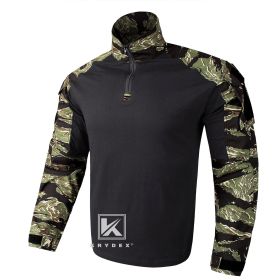 KRYDEX G3 Combat Shirt with Elbow Pads For Hunting Outdoor CP Style Tops Tactical BDU Clothes MC Tiger Stripes Shirts (Color: GT, size: L)