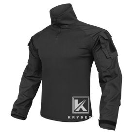 KRYDEX G3 Combat Shirt with Elbow Pads For Hunting Outdoor CP Style Tops Tactical BDU Clothes MC Tiger Stripes Shirts (Color: BK, size: S)