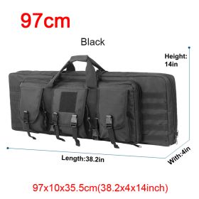 LQARMY 32 38 42 48 inch Tactical Double Rifle Case Molle Rifle Bag Sniper Airsoft Gun Case Backpack Hunting Gun Holster (Color: 97cm Black)