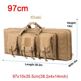 LQARMY 32 38 42 48 inch Tactical Double Rifle Case Molle Rifle Bag Sniper Airsoft Gun Case Backpack Hunting Gun Holster (Color: 97cm TAN)