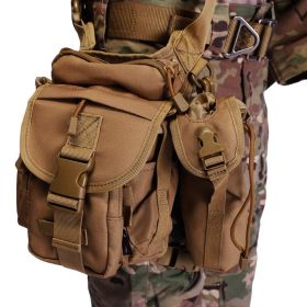 ANTARCTICA Waterproof Military Tactical Drop Leg Pouch Bag Type B Cross Over Leg Rig Outdoor Bike Cycling Hiking Thigh Bag (Color: Brown)