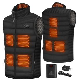 5 Pockets Men's Heated Vest with Battery Pack, Lightweight Down Rechargeable Electric Heated Apparel with 9 Heating Panels Black (size: S)