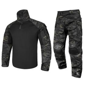 KRYDEX CP Style Tactical Camouflage Shirt & Pants Kit G3 Combat BDU Uniform Set For Outdoor Hunting Gear (Color: MCBK, size: S)