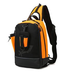 Outdoor Waterproof Lure Bag Large Capacity Fishing Backpack One Shoulder Crossbody Chest Bag Multifunctional (Color: Orange)