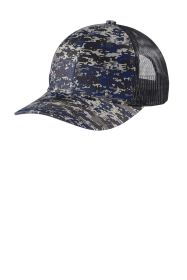 Port Authority Digi Camo Snapback Trucker Cap C114 (Color: Rich Navy Digi/ Grey Steel, size: OSFA)